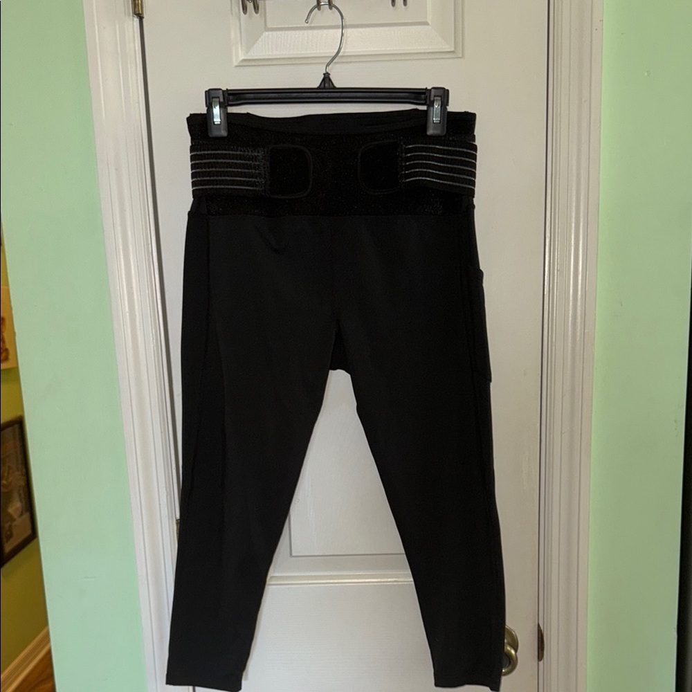 Tommie Copper Black Lower Back Support Leggings with Adjustable Straps Size L